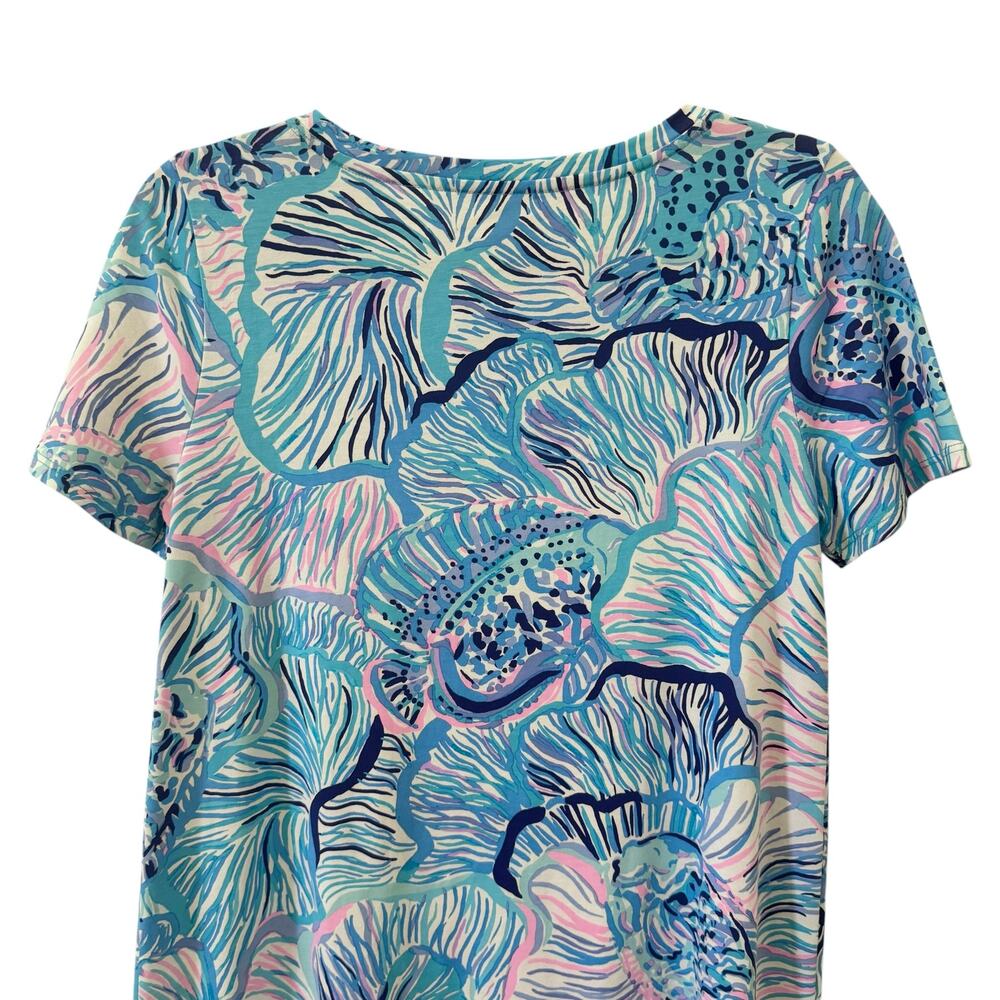 Lilly Pulitzer Cody T-Shirt Dress in "Fishful Thinking" Print Blue Pink Sz S - Picture 6 of 9